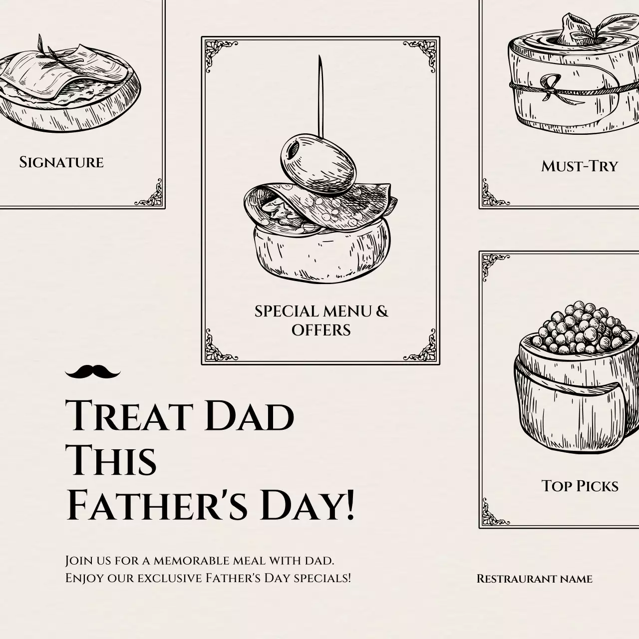 베이지 빈티지 아버지날 프로모션 소셜 미디어 게시물