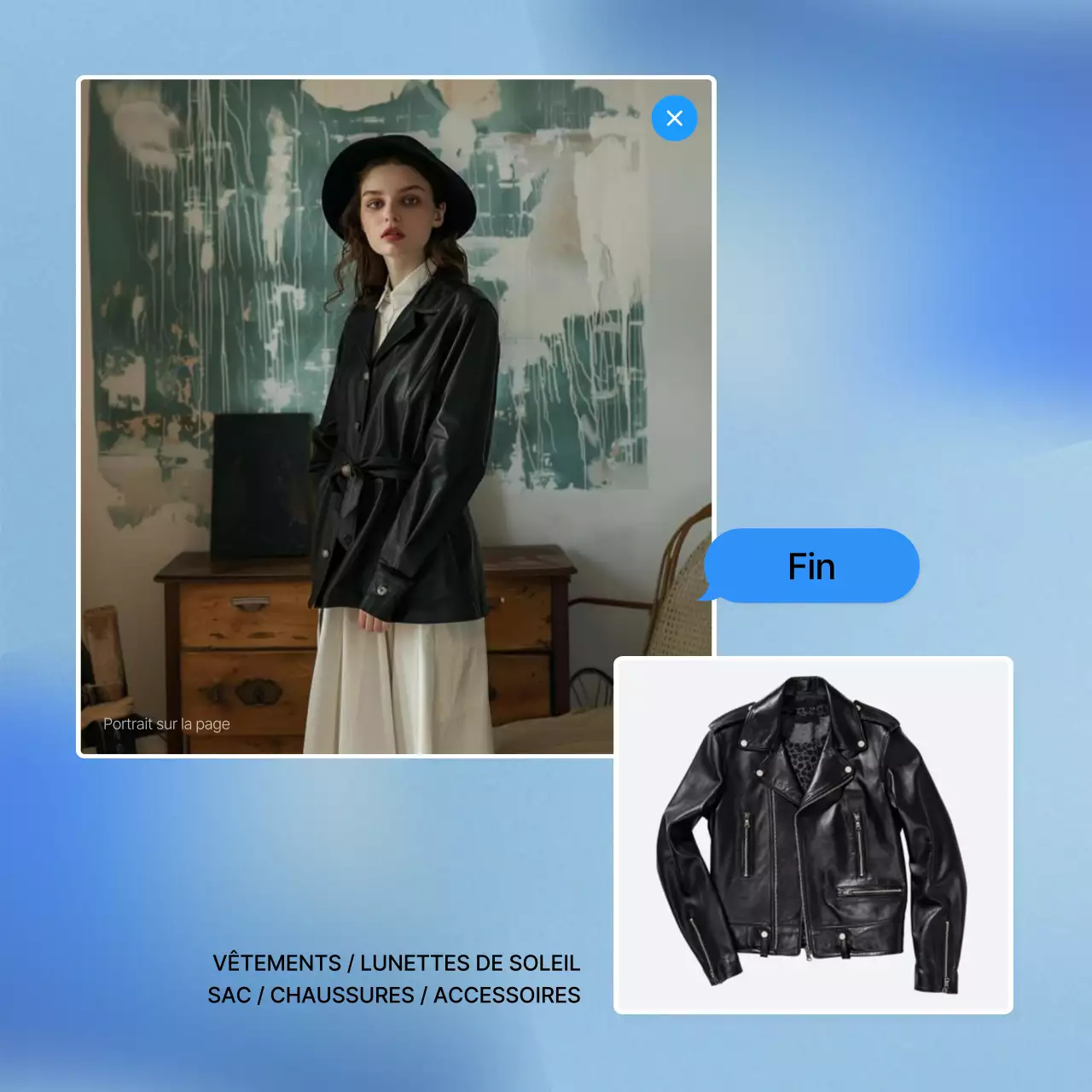 Promouvoir une mise en page de photos de mode en bleu et blanc