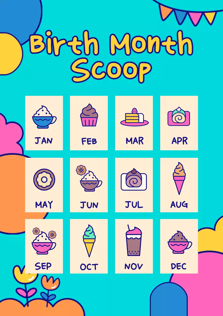 Colorful Trendy Dessert Calendar Poster