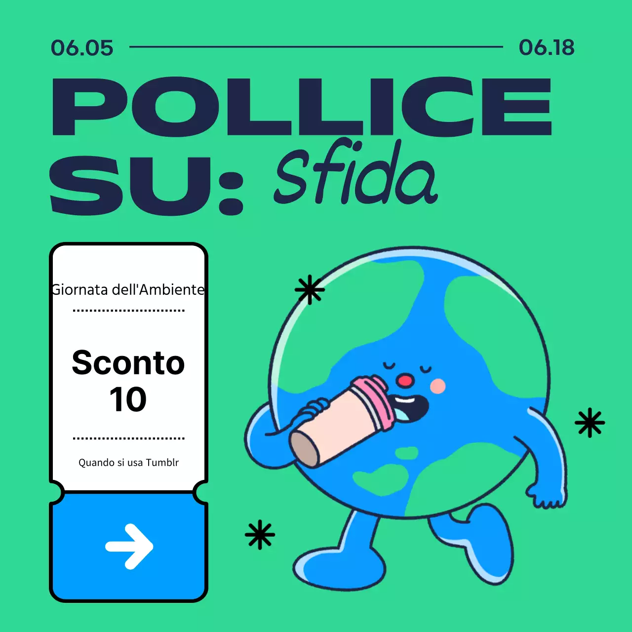 Promuovete gli eventi della Giornata della Terra in verde e blu navy.