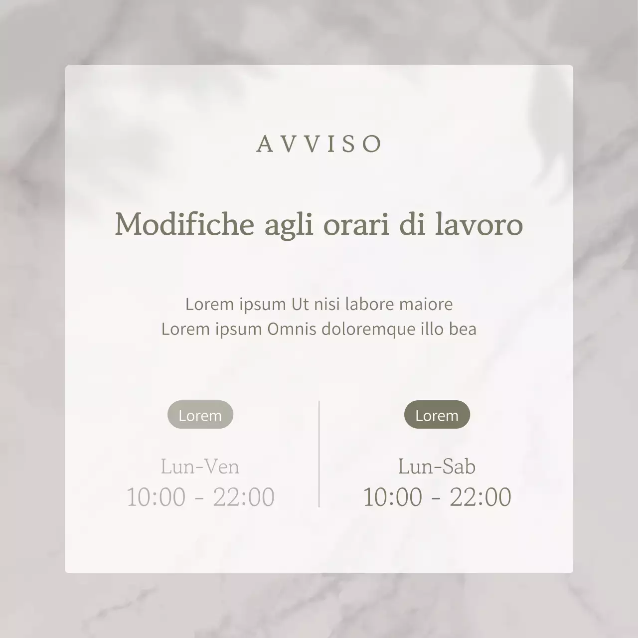 Una semplice guida in bianco e cachi per modificare gli orari di apertura