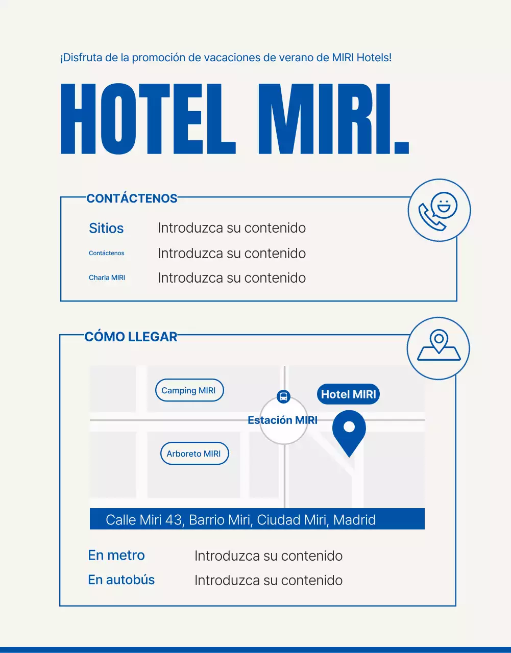 Promocione un sencillo hotel de temporada de verano en azul