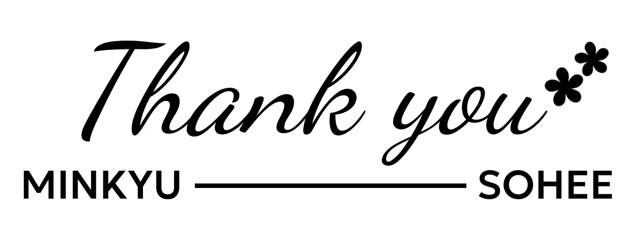 꽃 일러스트와 필기체와 라인이 있는 화려한 느낌의 결혼 답례품