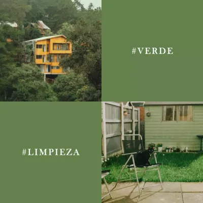 Sencillo bosque de retiro en la naturaleza en color caqui y poste blanco