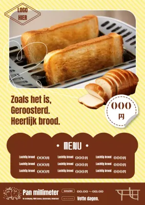 Een bakkersadvertentie met een schattig, eenvoudig prijskaartje in geel