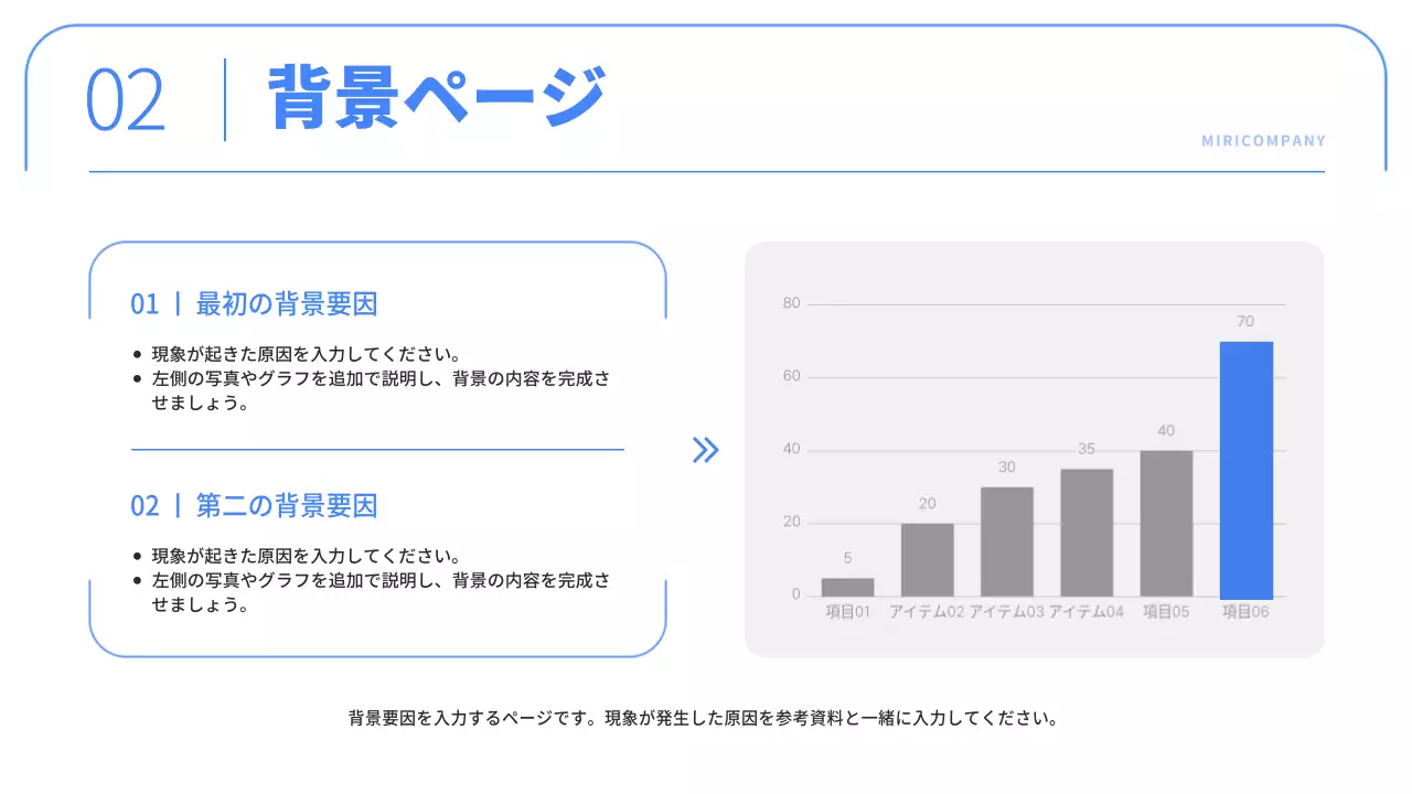 青 シンプル ビジネス 報告書 プレゼンテーション