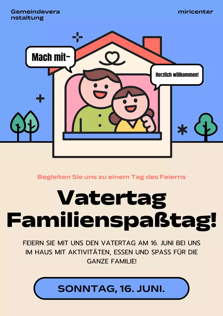 Werben Sie für Ihre Vatertagsveranstaltung in Blau und Elfenbein