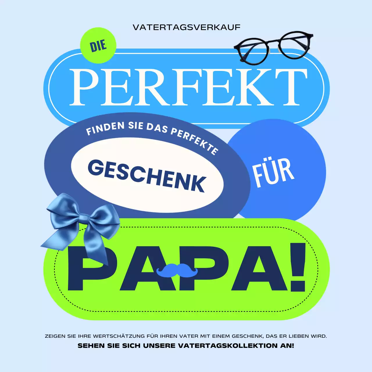 Trendige Herrenausverkaufsanzeige in blauen und fluoreszierenden Farben