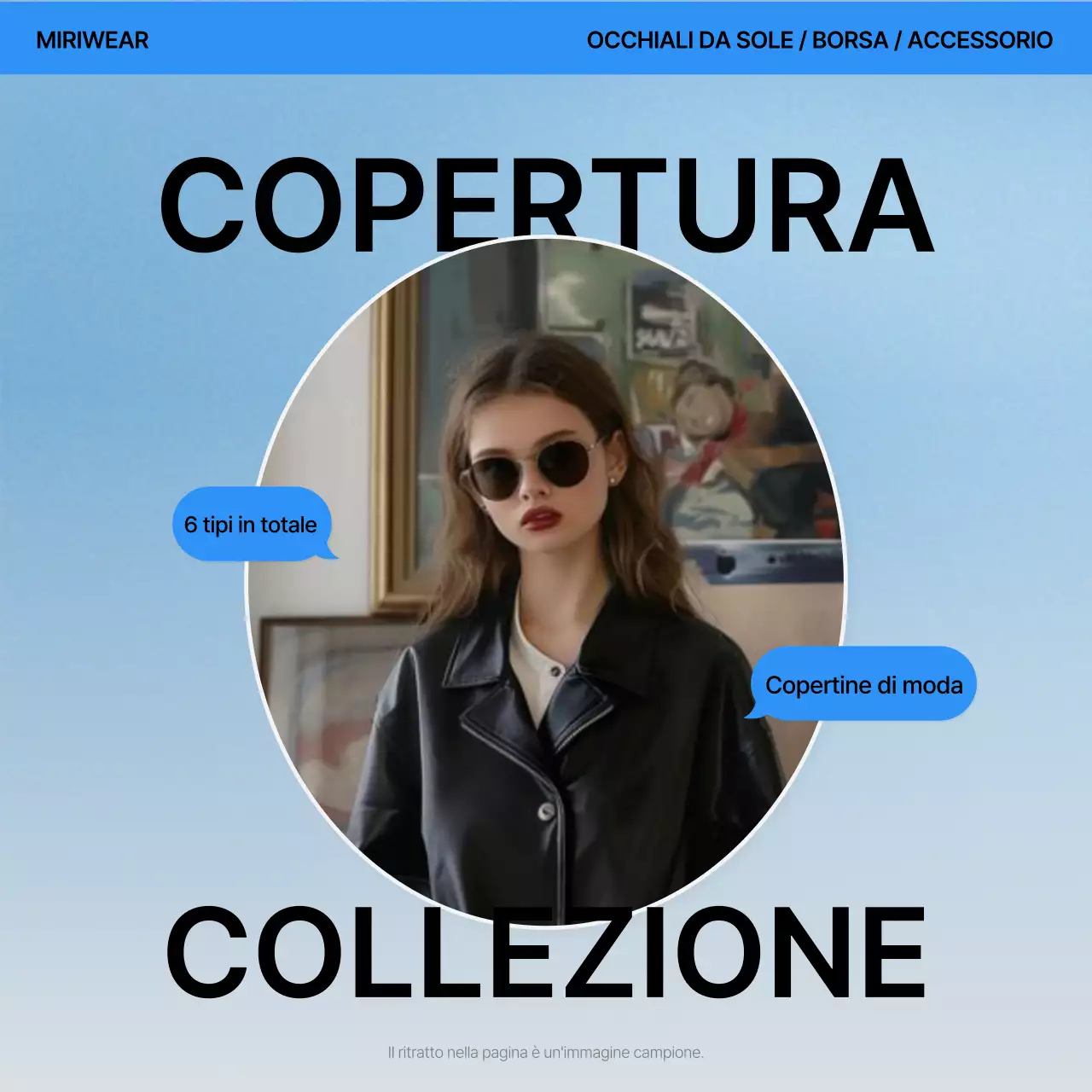 Una copertina di tendenza in blu e bianco