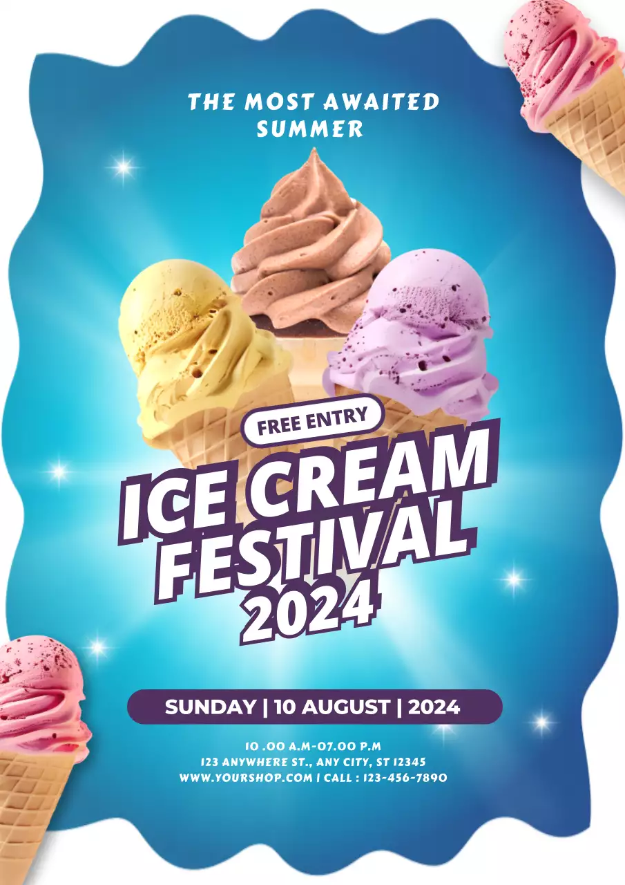 Blue Trendy Festival Announcement Poster