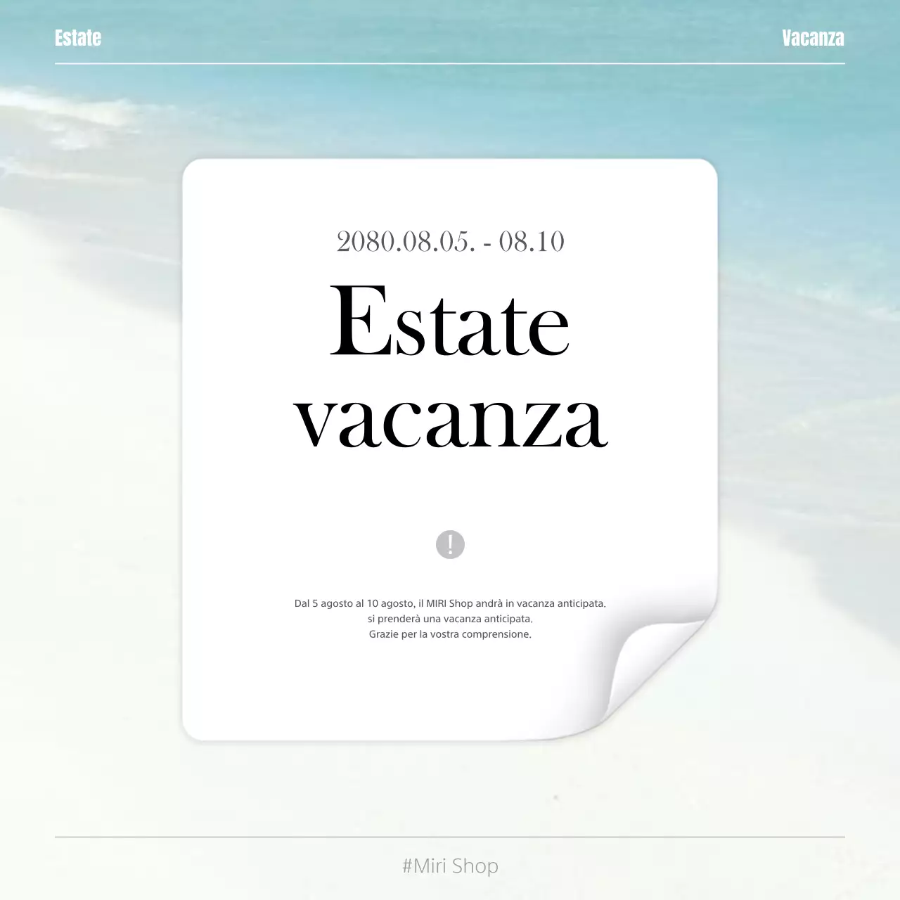 Itinerario moderno per le vacanze estive, pop-up in bianco e azzurro