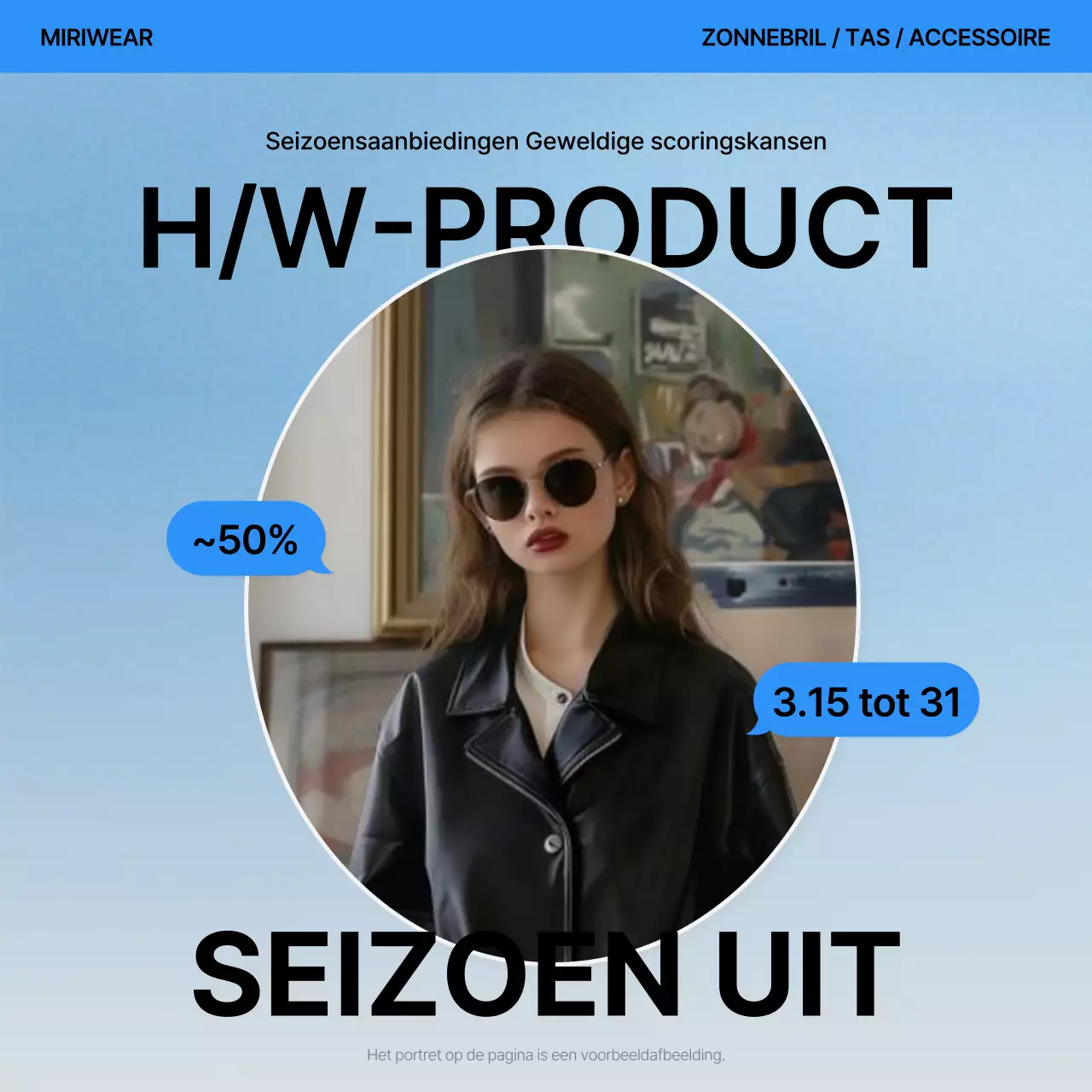 Een trendy modehoes in blauw en wit