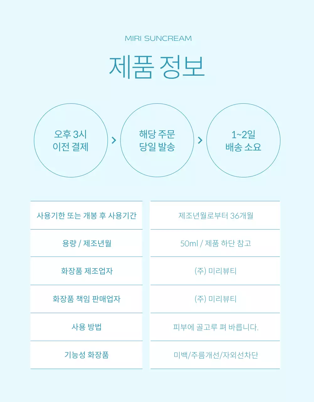 하늘색과 주황의 심플한 선크림 설명