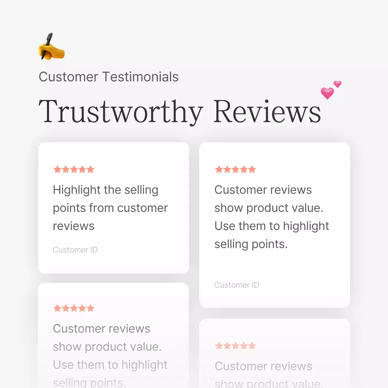 A review or ad for a fashion store with a simple white and gray emoji style.