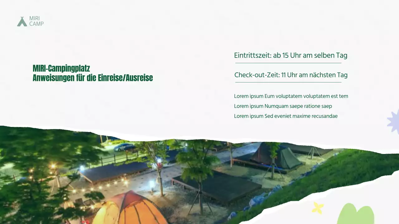 Ein Führer für Sommercampingplätze in grüner Natur