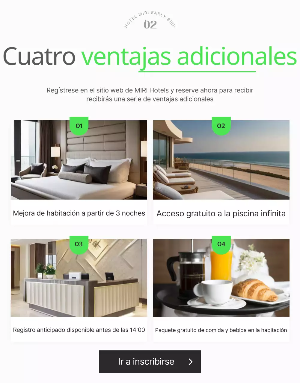 Promoción de verano de un hotel sencillo en blanco y azul claro