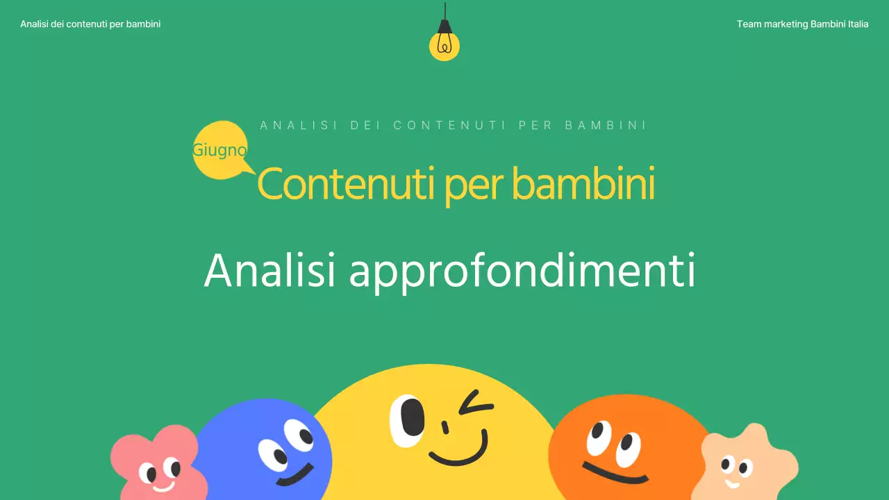 Un report analitico sui contenuti per bambini di colore verde e giallo