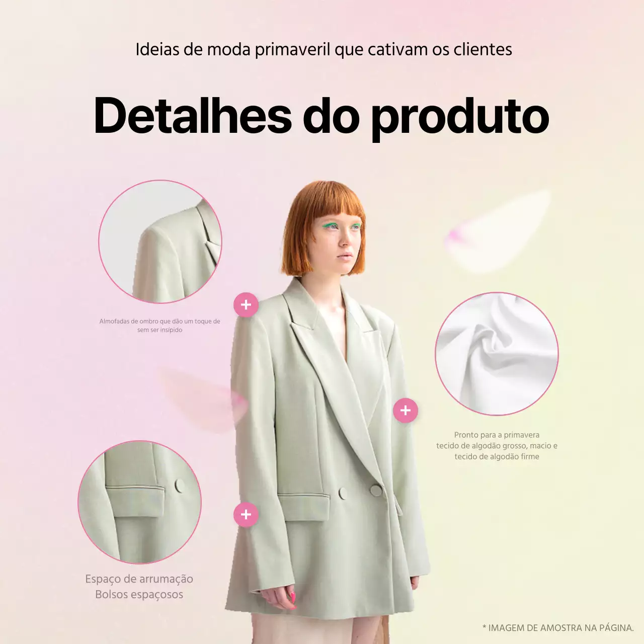Promover descrições de produtos de moda kitsch em amarelo e cor-de-rosa