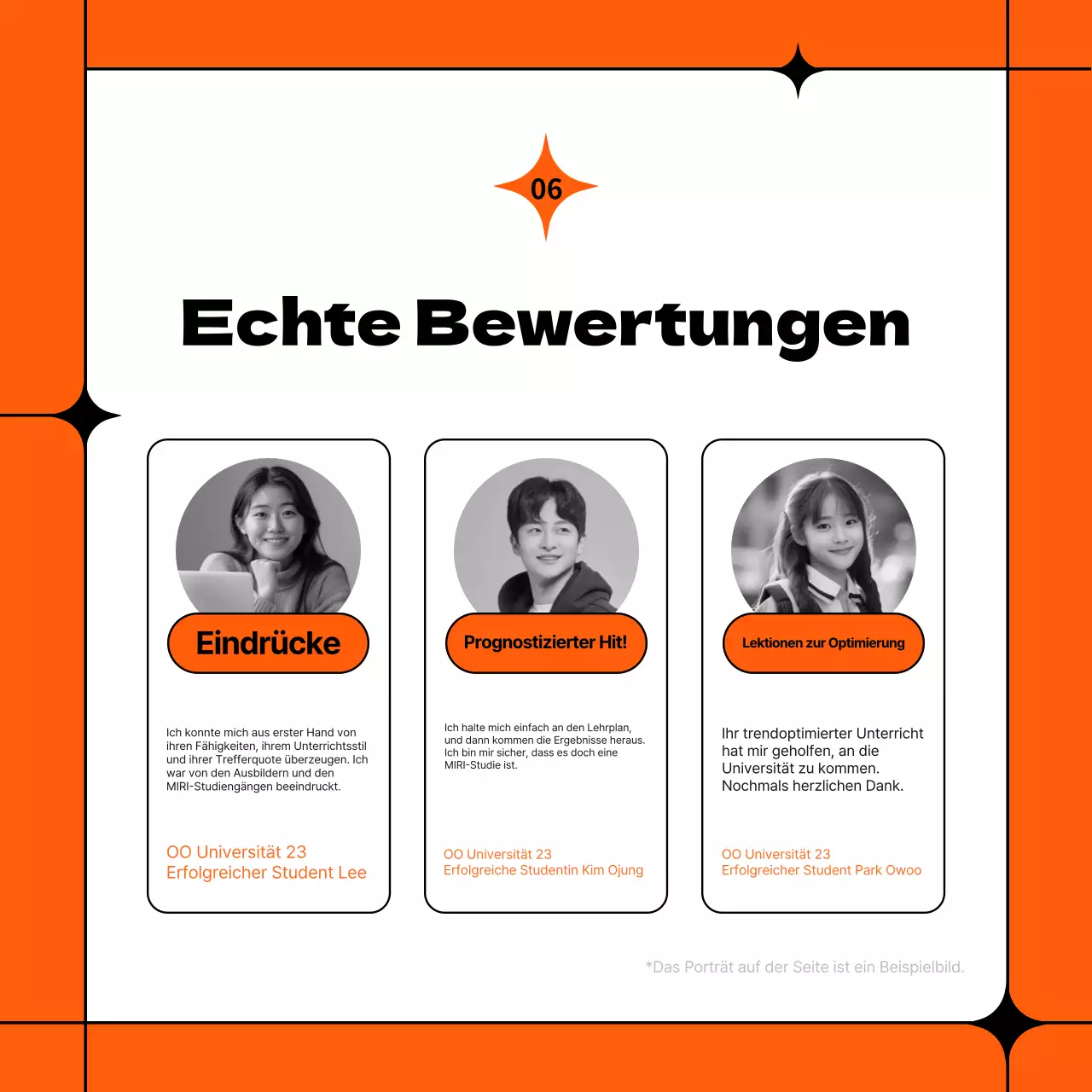 Einfacher orange-schwarzer Halbtagsschulprospekt