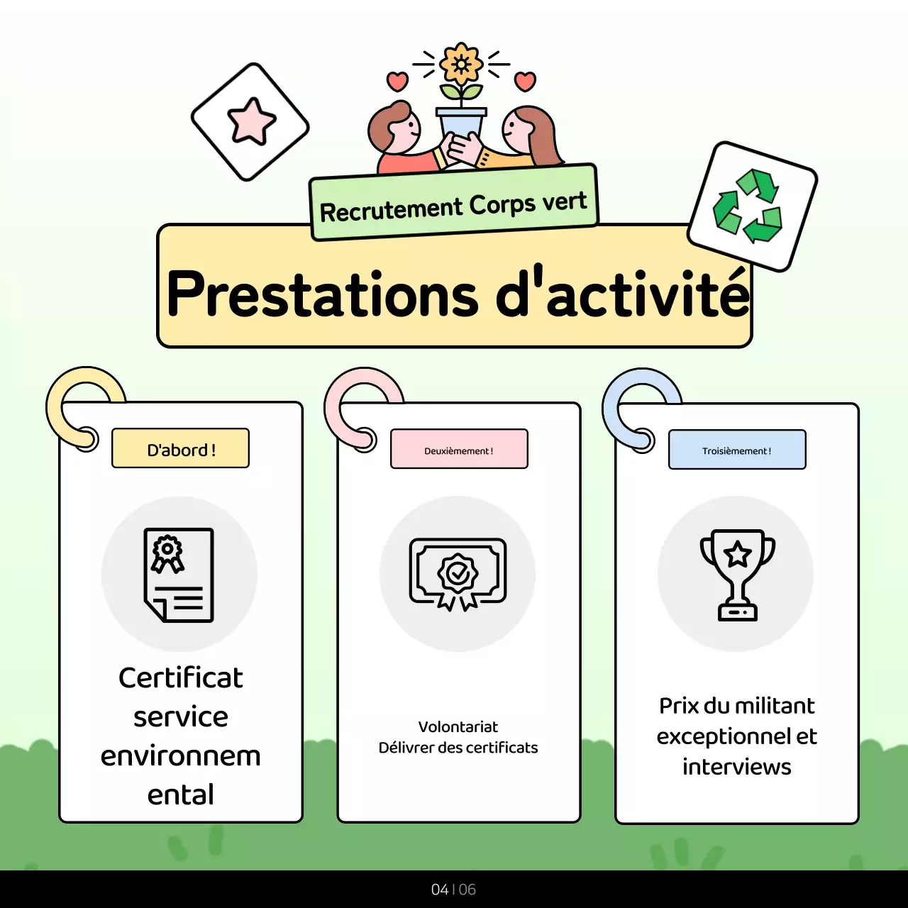 Promouvoir les couleurs verte et chartreuse du corps environnemental du secteur public