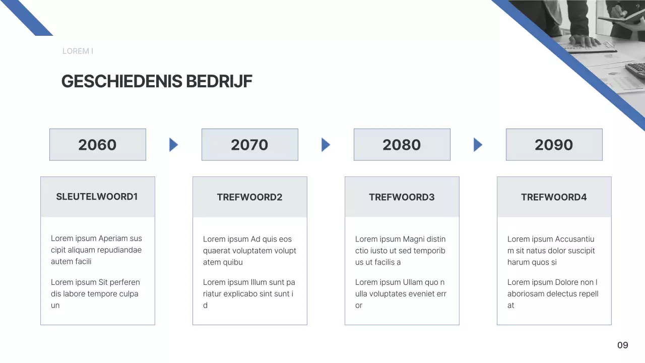 Een eenvoudig bedrijfsrapport in blauw en lichtblauw