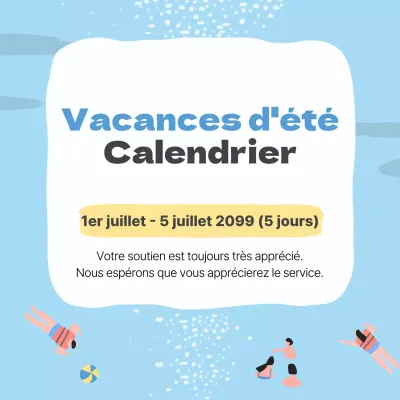 Informations simples sur les vacances en bleu clair