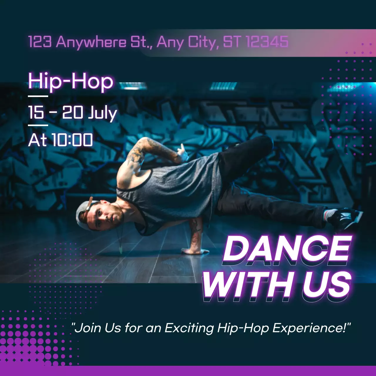 Purple Urban Dance Event Social Media Post