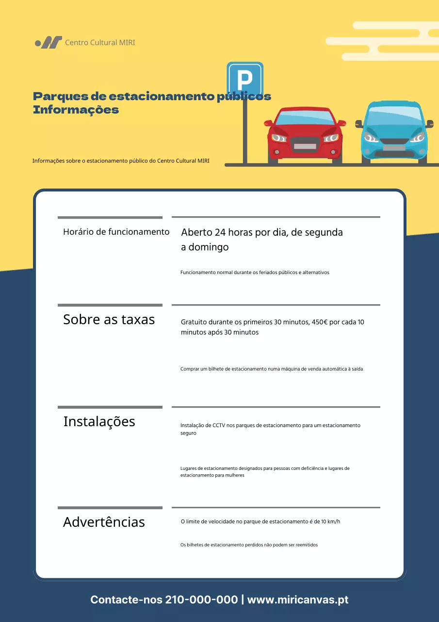 Guia dos parques de estacionamento públicos modernos amarelos e azuis-marinhos