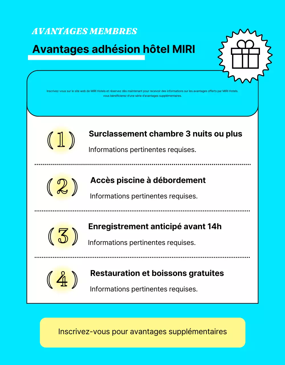 Annoncer des offres d'hôtel avec des touches de jaune et de bleu clair