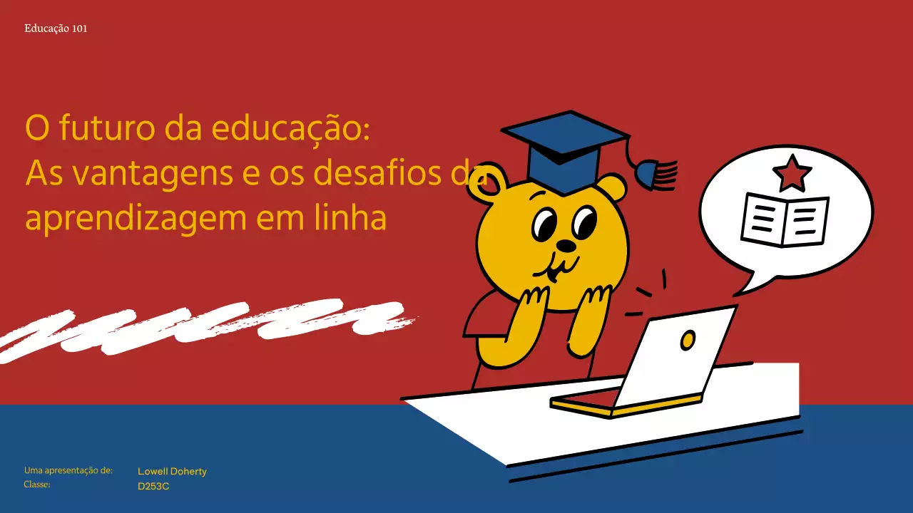 Azul e vermelho Material de aula simples para aprendizagem em linha