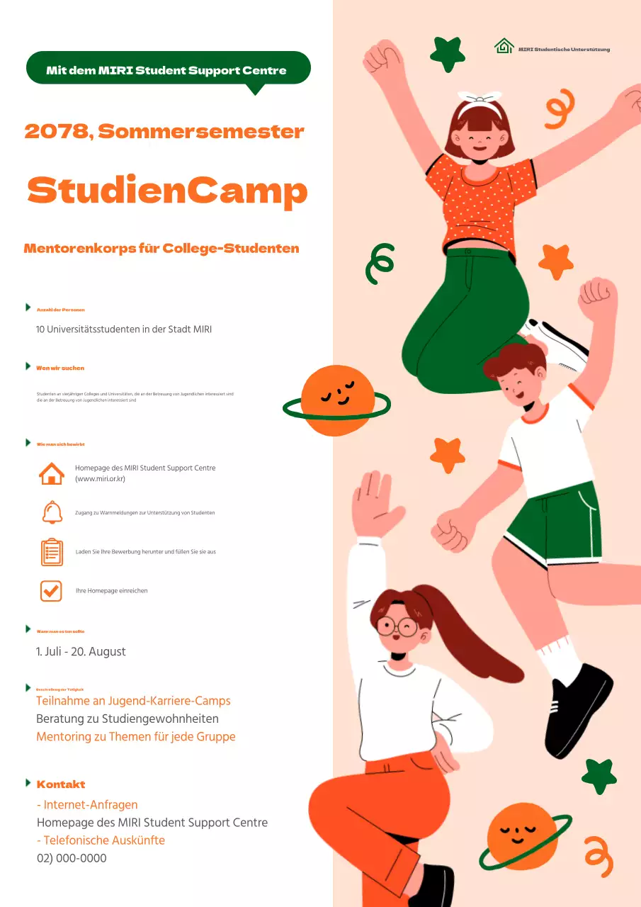 Über unsere gemütlichen orange-grünen Studiencamps