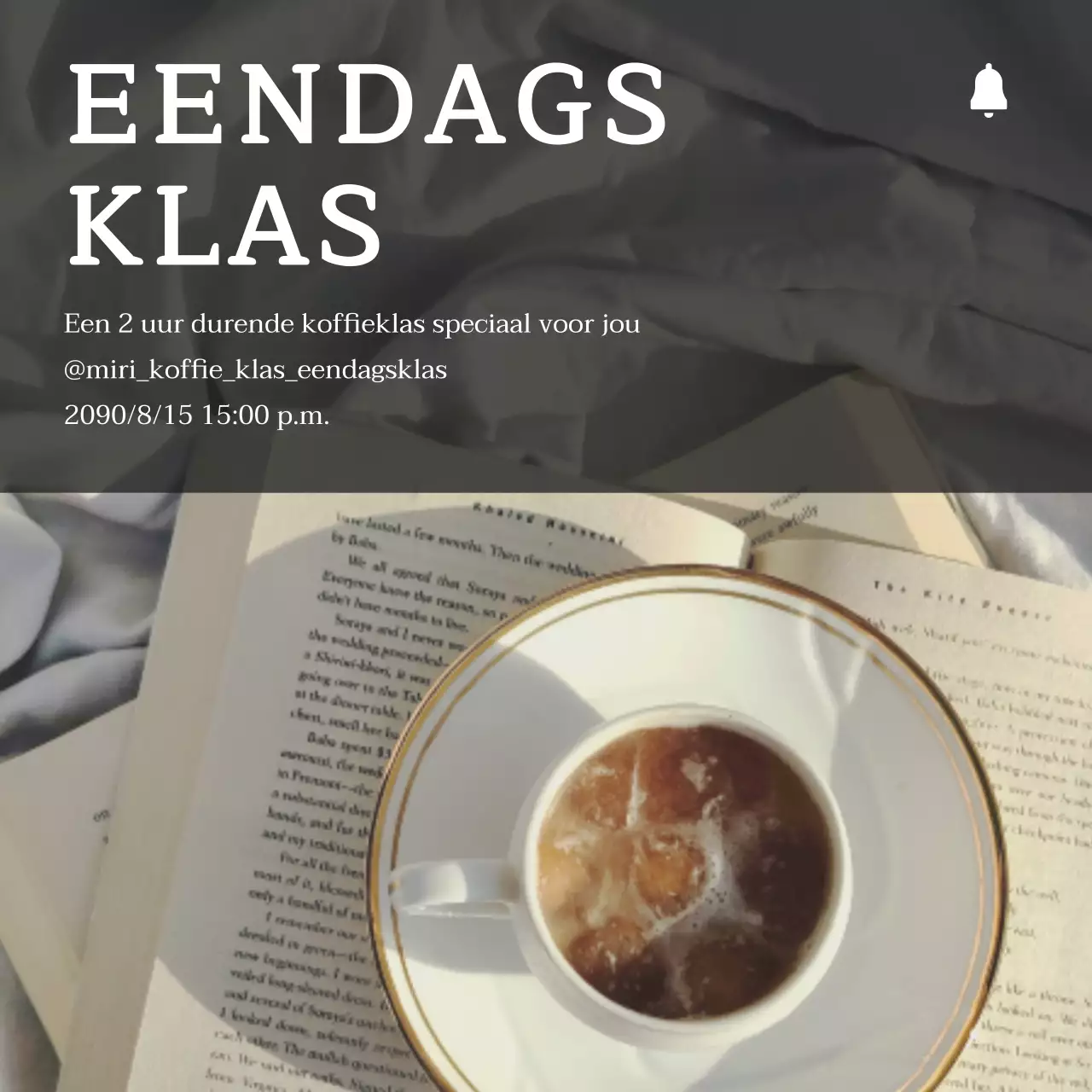Een eenvoudige koffiepost voor één dag in ivoor en wit