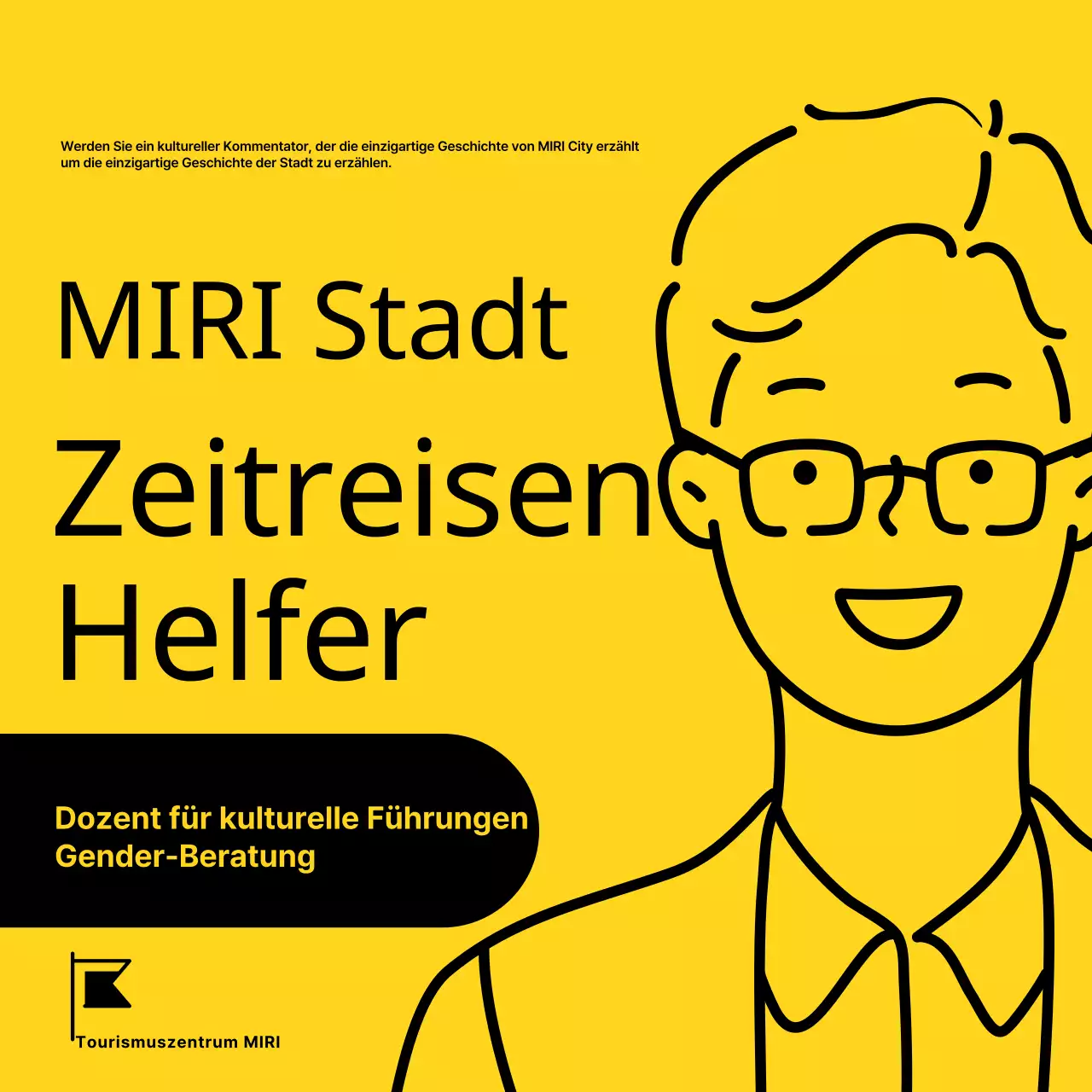 Gelbes und schwarzes minimalistisches Rekrutierungsfeld für Kulturkommentatoren