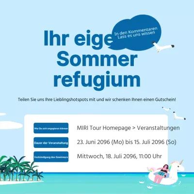 Förderung einer hellblauen und marineblauen Sommer-Kommentarveranstaltung