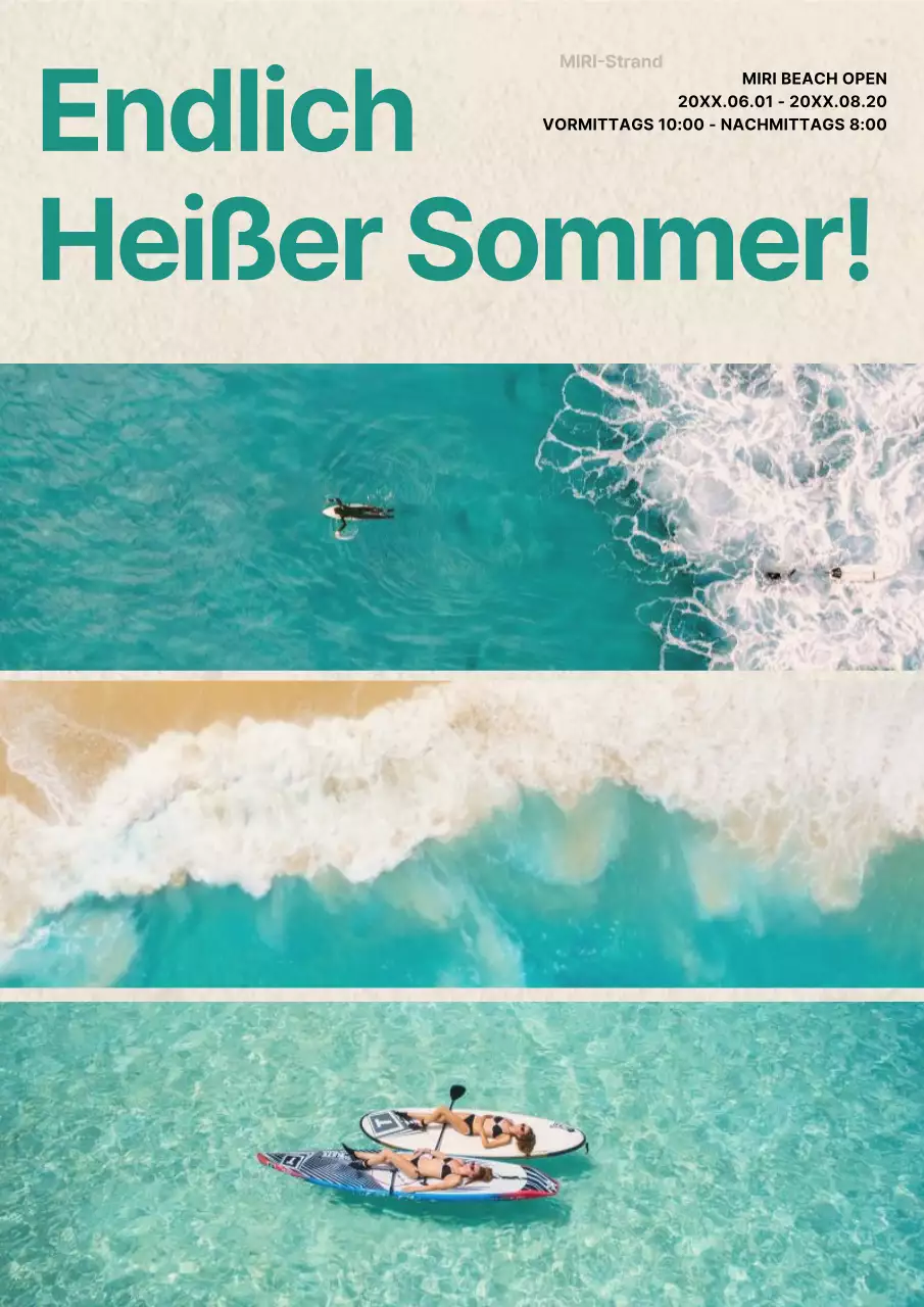 Vintage-Strandflyer in Blau und Beige