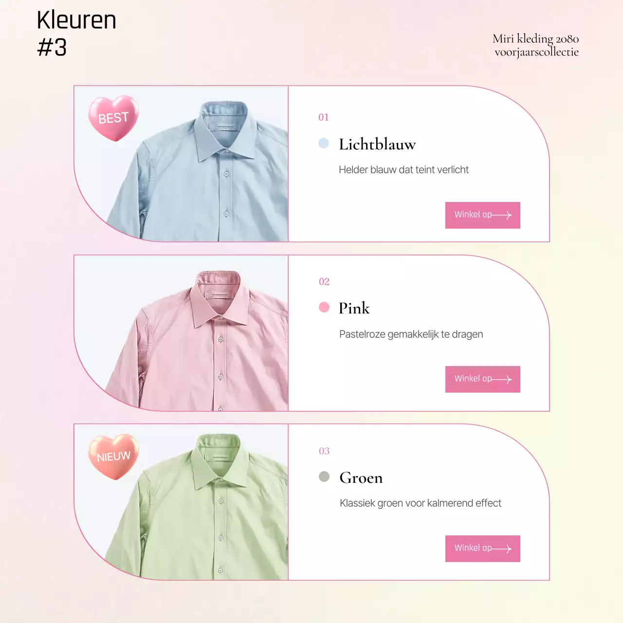 Kitscherige modeproductbeschrijvingen in geel en roze promoten