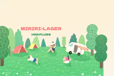 Ein sentimentaler Campingplatz mit einer illustrierten Zeichnung von Campern