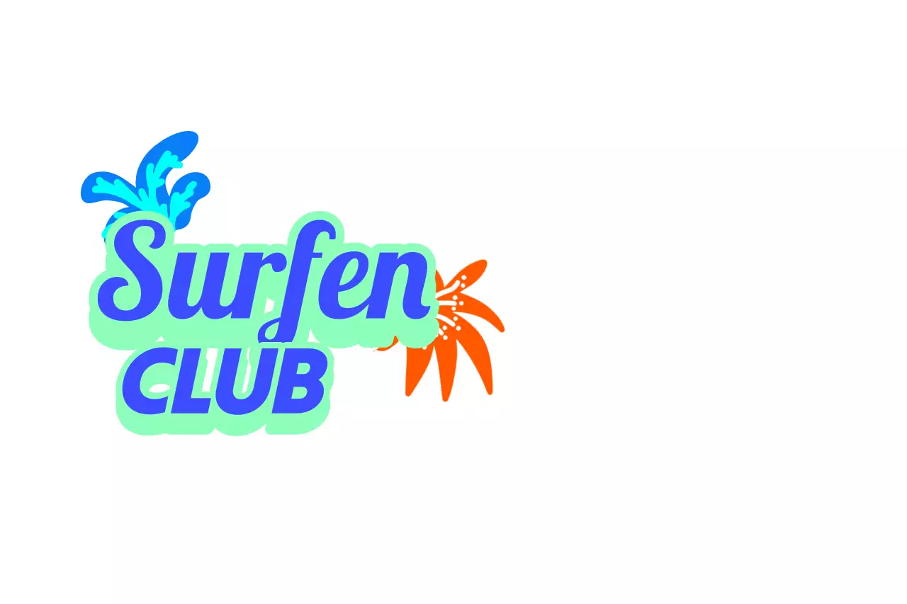 Ein mehrfarbiges englisches Typografiekonzept Surfing Club