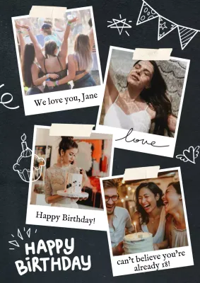 Black Retro Birthday Invitation Poster