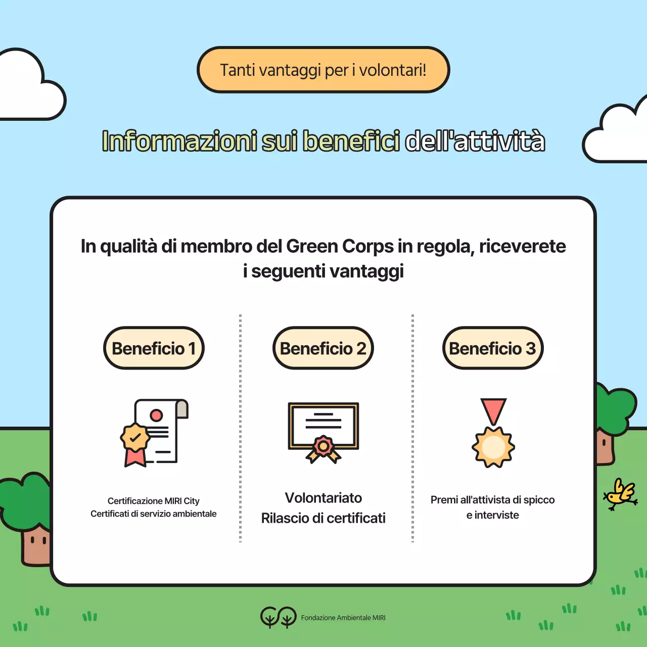 Campagna di reclutamento per studenti universitari volontari ambientali verdi e gialli