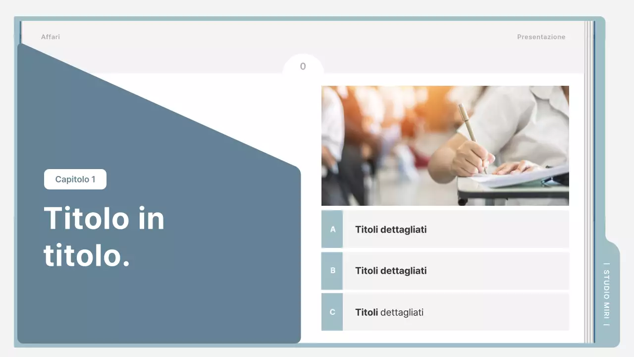 Un semplice prospetto di formazione in azzurro e grigio