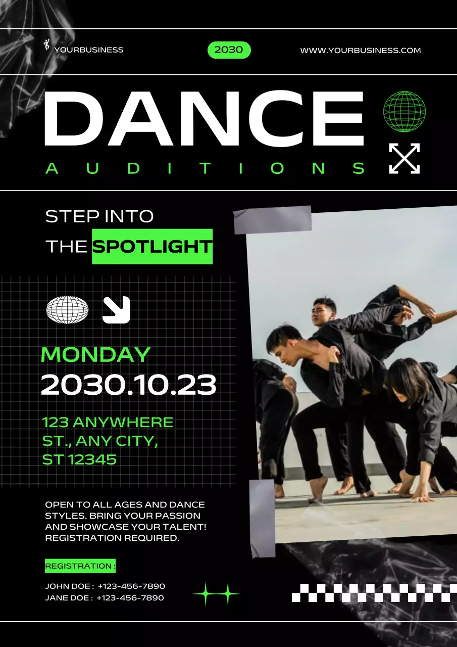 Black Modern Dance Registration Poster