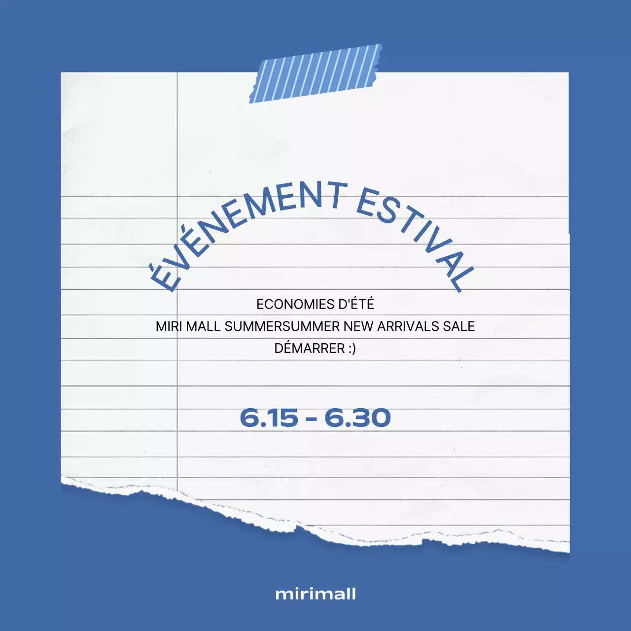 Une simple annonce de soldes d'été en bleu et blanc