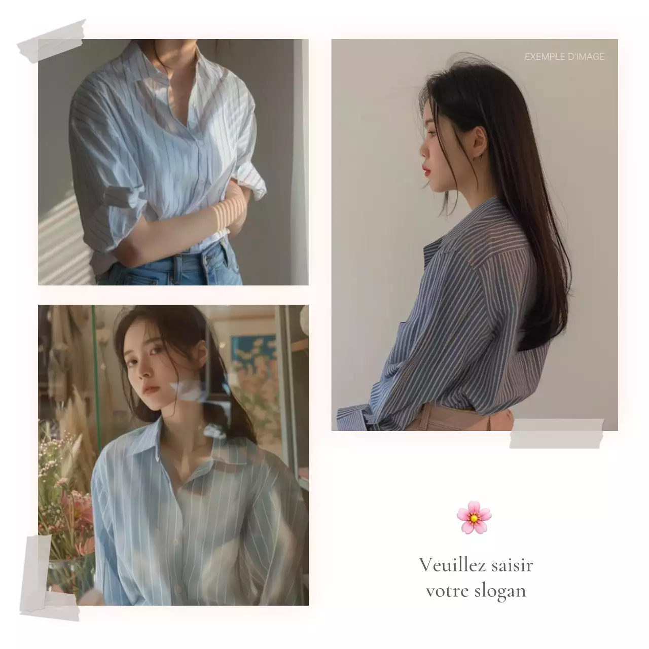 Une mise en page de photos ou une publicité pour un centre commercial de mode avec un style simple d'emojis blancs et gris.