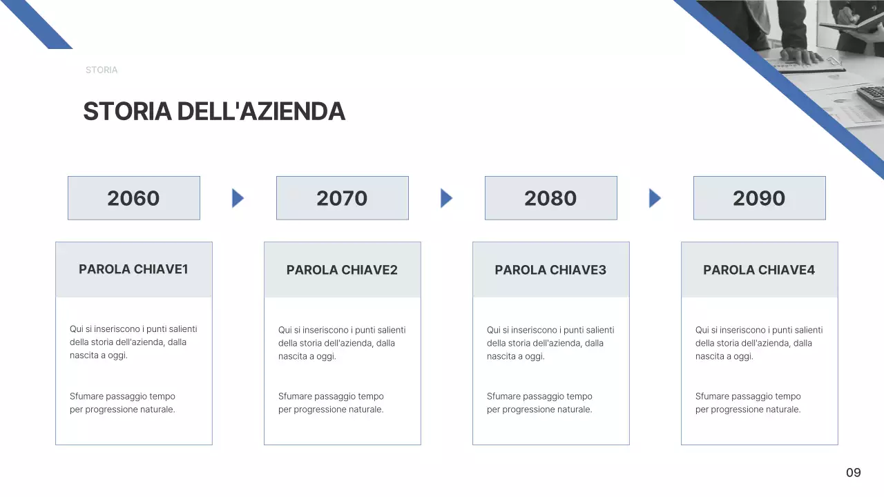 Una semplice relazione aziendale in blu e azzurro