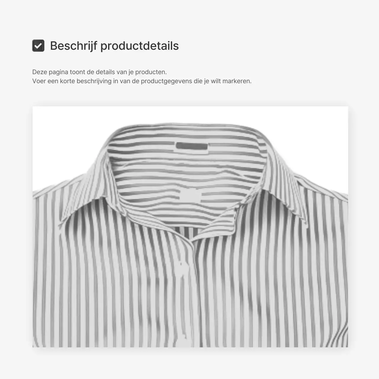 Productdetailbeschrijvingen of advertenties voor een modewinkelcentrum, versierd met een eenvoudige stijl van witte en grijze emoji's.