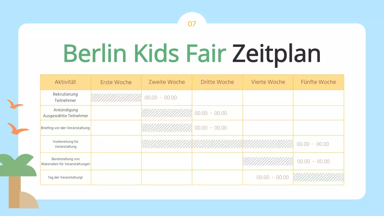 Der hellblaue und gelbe Aufruf für Aussteller auf der Kids Fair