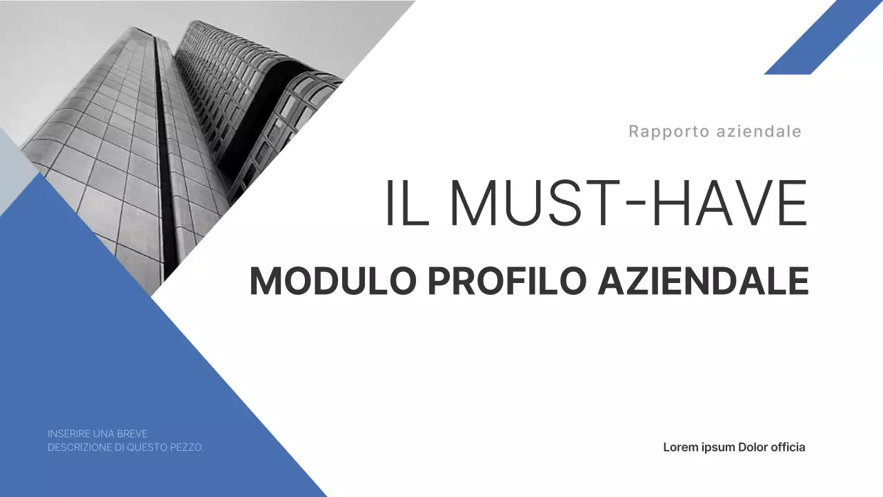 Una semplice relazione aziendale in blu e azzurro