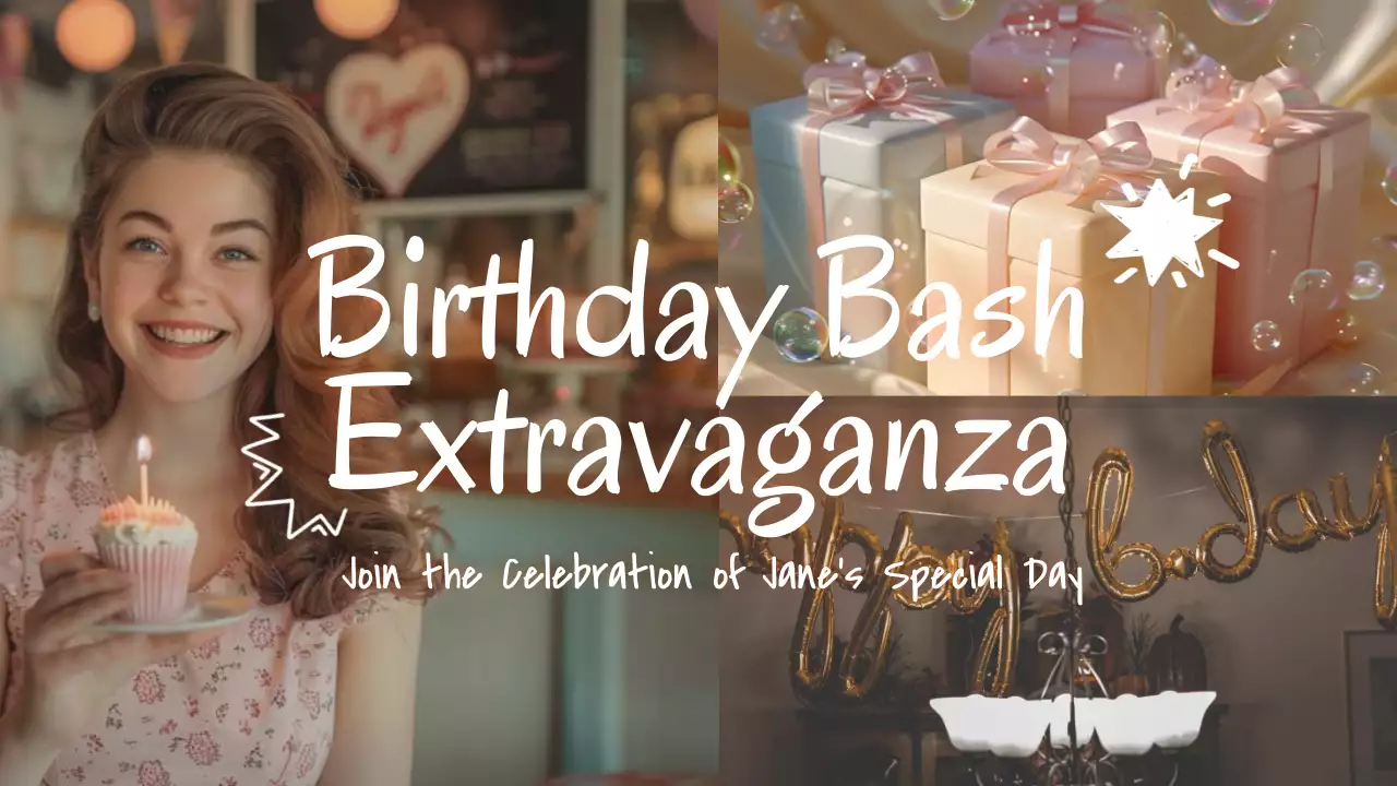 Beige Trendy Birthday Invitation YouTube Thumbnail
