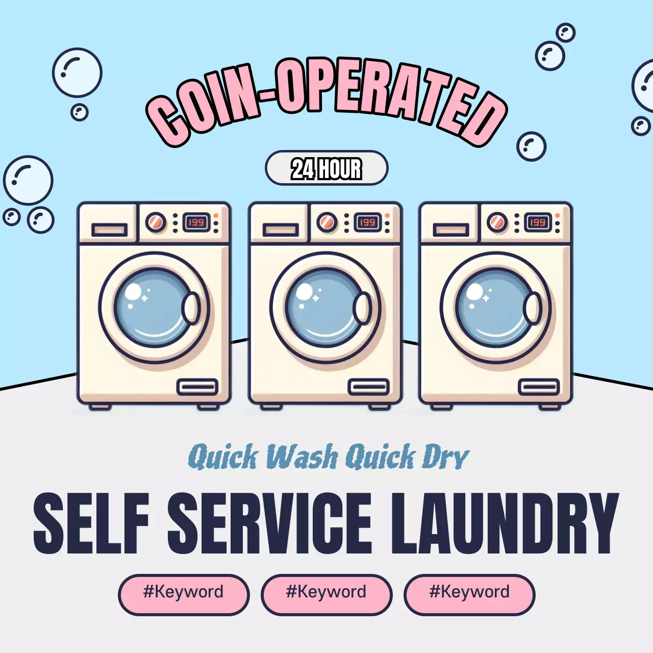 Blue Retro Laundry Advertisement Social Media Post